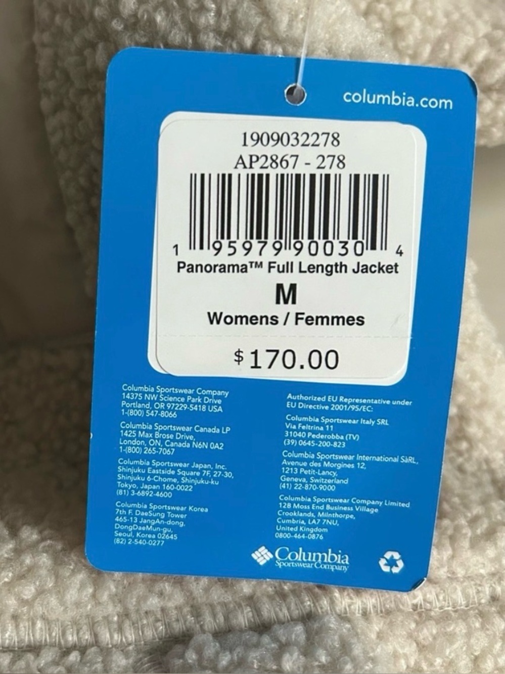 NWT Columbia Panorama Full Length jacket, off white, women’s size medium. - Picture 13 of 13